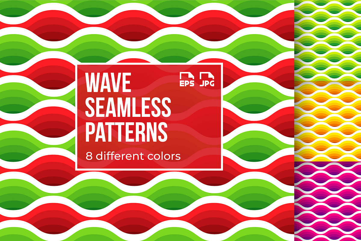Wave seamless patterns. 3d effect., a Pattern Graphic by Evgeniya Dzhumm (Photo 1 of 8)