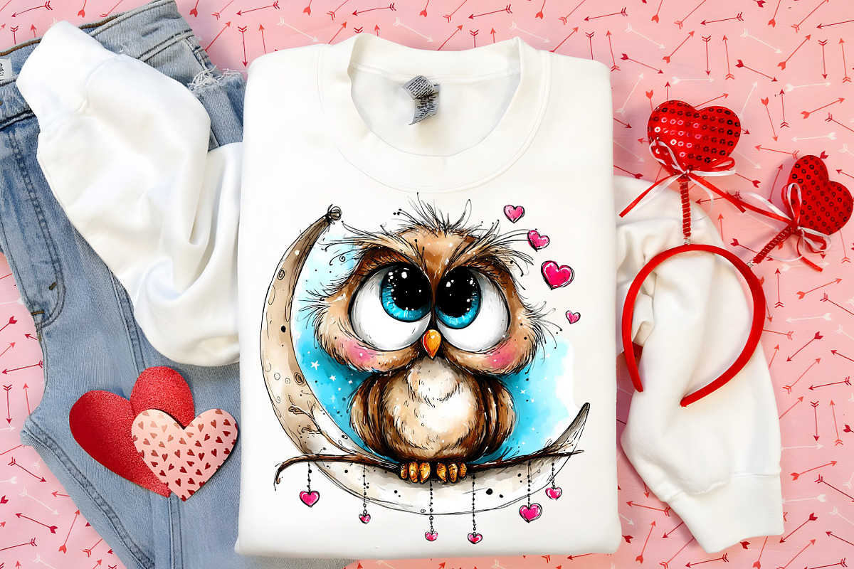 Whimsical Valentine Baby Owl Clipart, an Illustration by Canvas Craft (Photo 4 of 6)