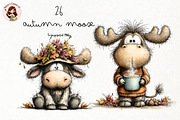 Whimsical Autumn Moose Clipart, a Seasonal Illustration by Nicolle's Colorful Art (Thumbnail 1 of 3)