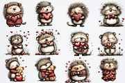 Quirky Valentine Day Hedgehog png, an Illustration by Watercolor design (Thumbnail 3 of 6)
