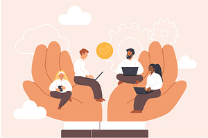 Corporate support employees, a Person Illustration by Lemberg Vector