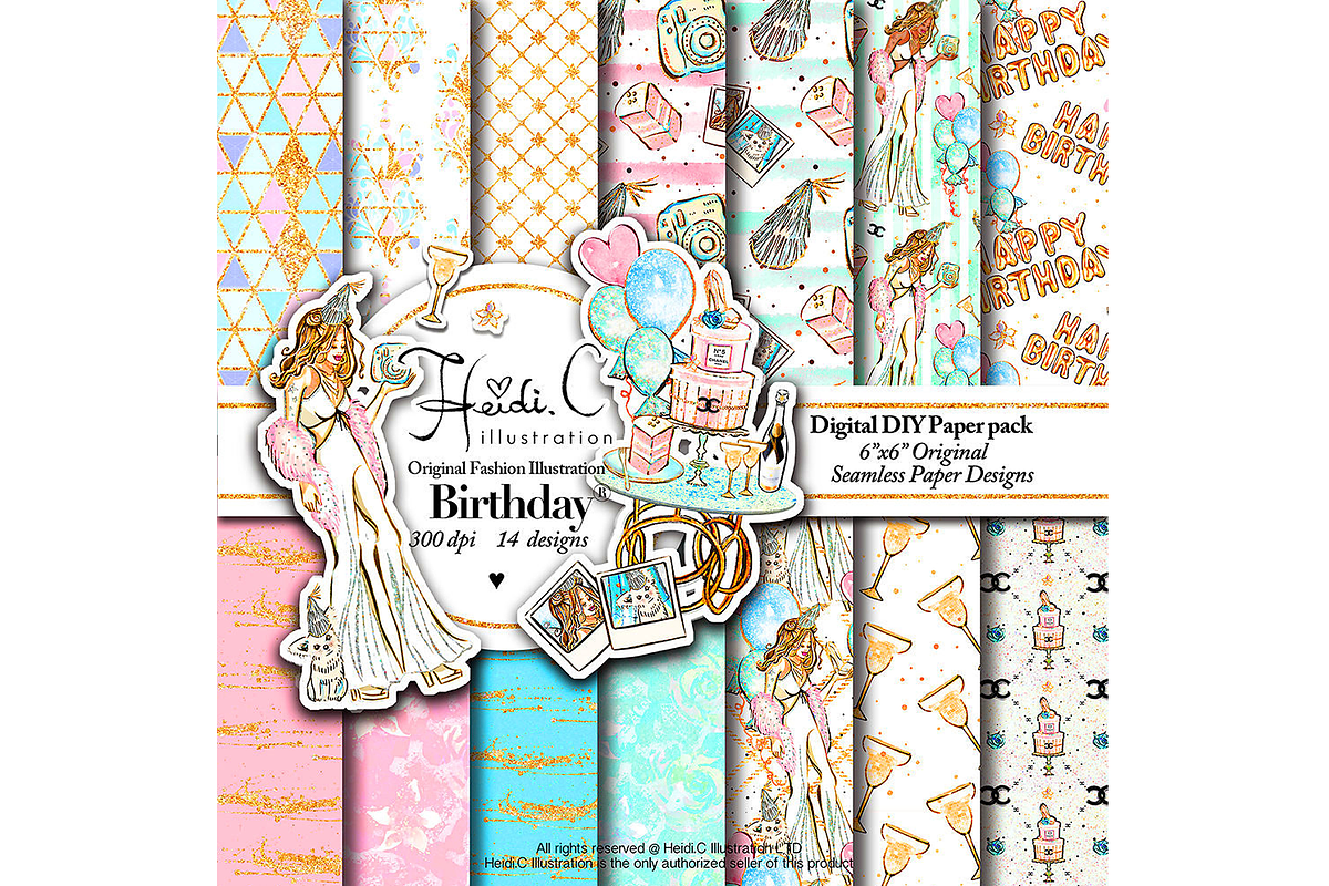Birthday Paper Pack, a Pattern Graphic by HeidiCIllustration (Photo 1 of 5)