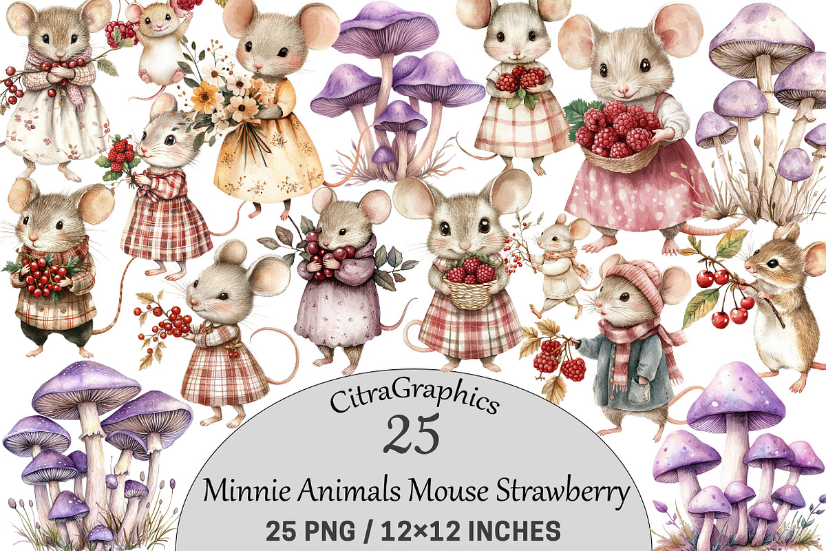Minnie Animals Mouse Strawberry, an Illustration by CitraGraphics (Photo 1 of 5)