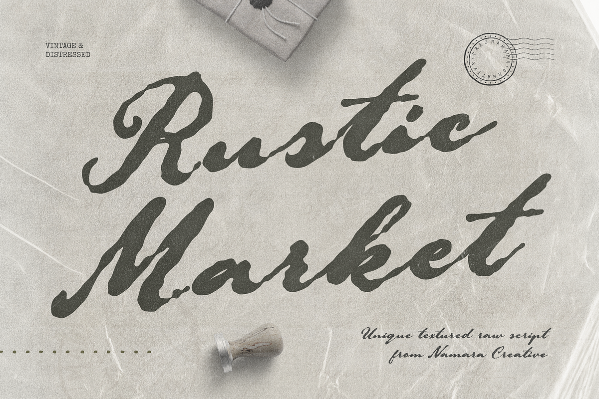 Rustic Market Raw Handwritten Script, a Script Font by Namara Creative Studio (Photo 1 of 13)