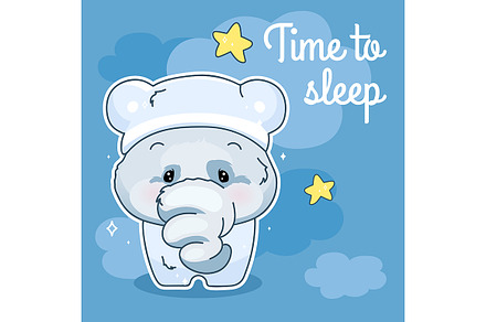 Cute elephant kawaii character, a Poster Template by The img