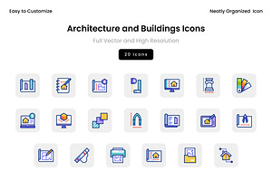 Architecture and Buildings Icons, a Solid Icon by Wencory