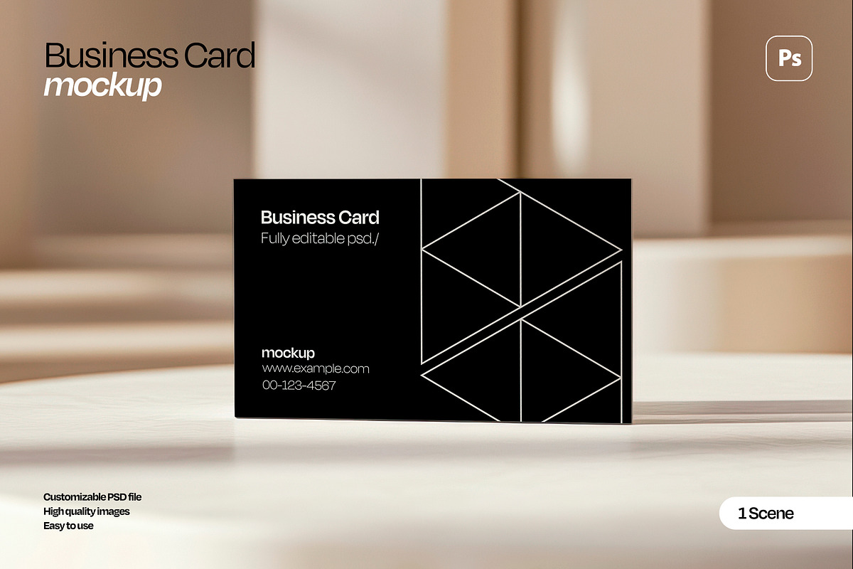 Minimalist Business Card Mockup in E, a Product Mockup by Mego-studio (Photo 1 of 5)