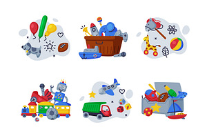 Different Colorful Kids Toy from, an Object Illustration by TopVectors