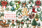 Christmas Winter Watercolor Clipart, an Illustration by Designworld (Thumbnail 1 of 6)