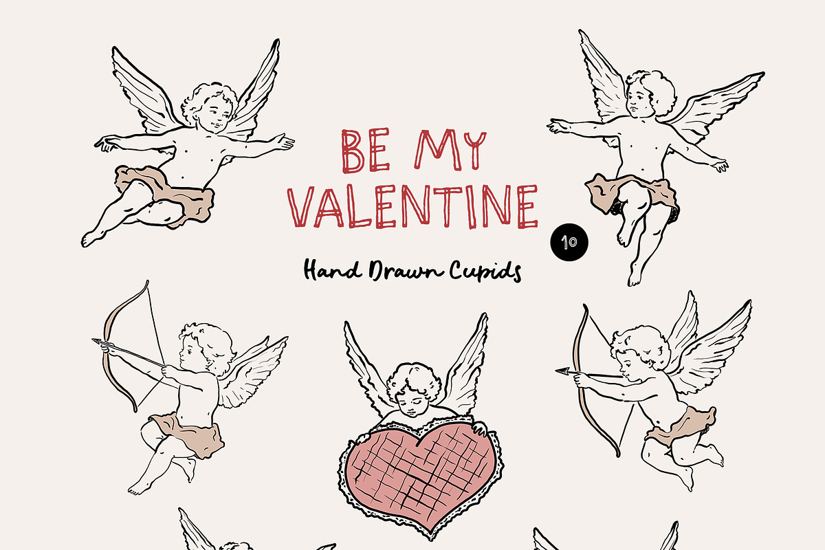 BE MY VALENTINE romantic line art, a Decorative Illustration by long summer (Photo 5 of 14)