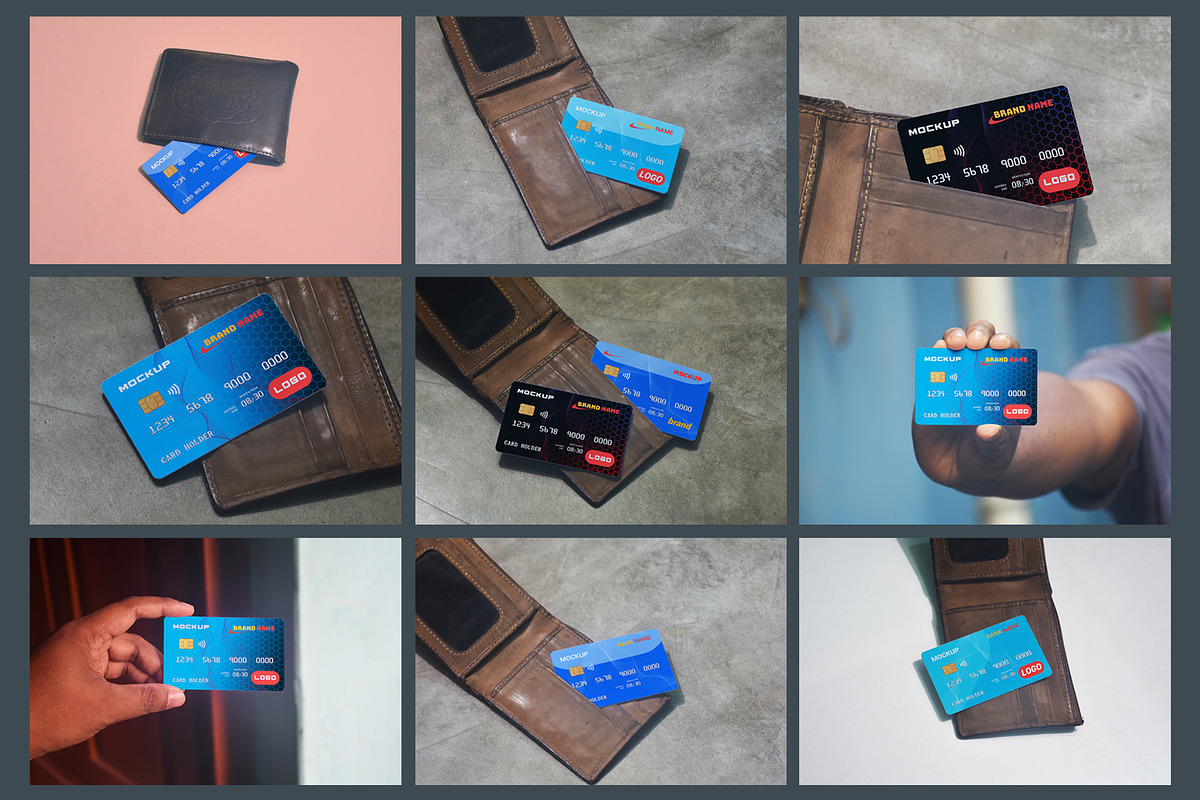 Credit Card Mockup with Wallet, a Mockup by alimran24 (Photo 2 of 11)