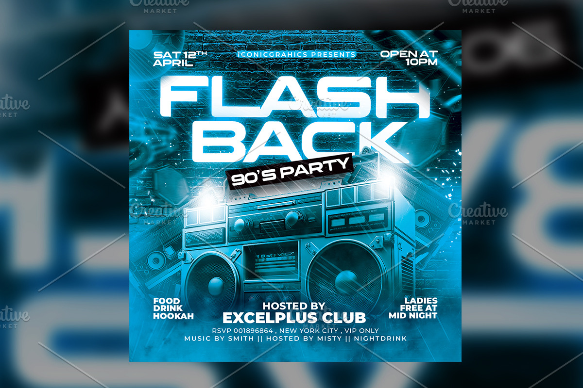 Retro 90s Party Flyer, a Flyer Template by RTXdesinger99 (Photo 2 of 3)