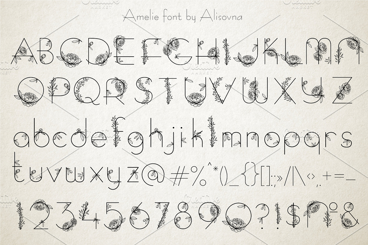 Amelie Floral Display Font preview 4