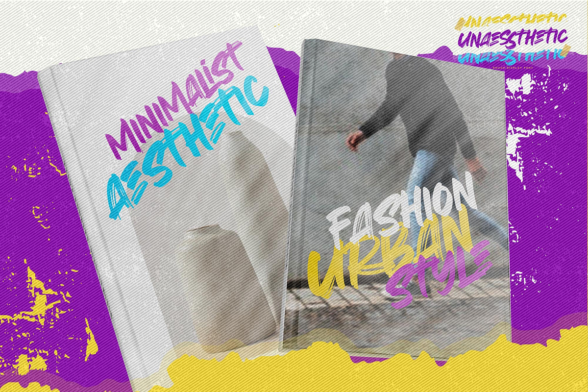 Unaessthetic - Rough Display Font, a Font by Gassstype (Photo 5 of 8)
