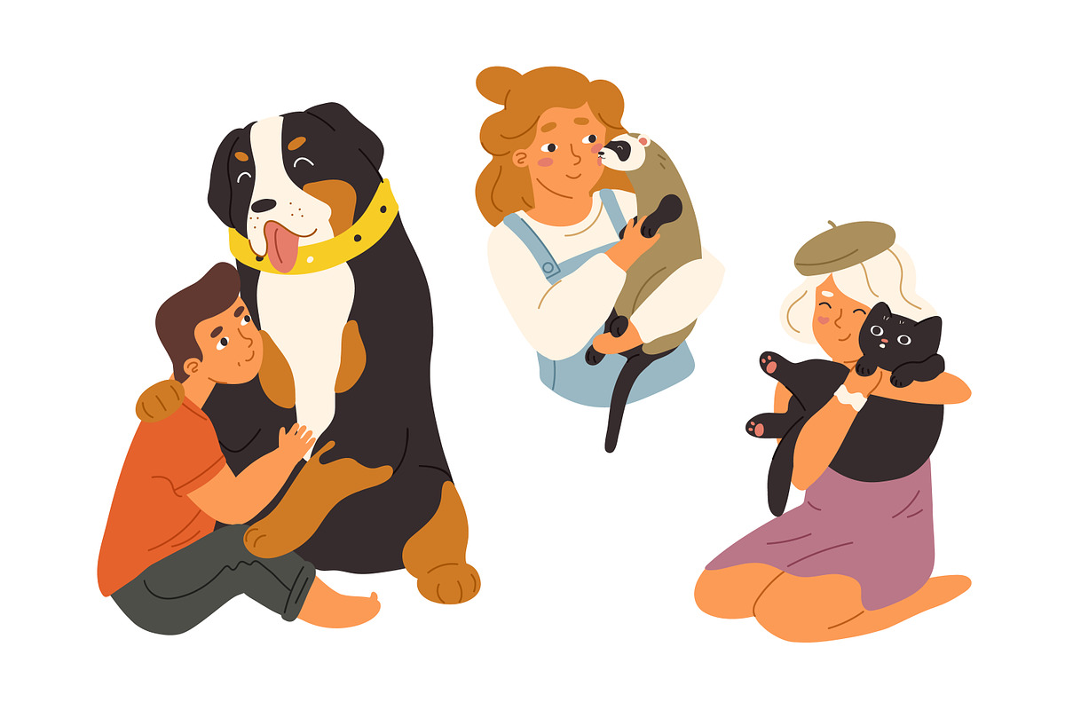 Children with cute animals, pets set, an Animal Illustration by Good Studio (Photo 3 of 5)