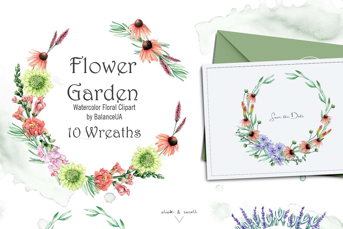 Flowers Watercolor Clipart, a Decorative Illustration by BalanceUA (Photo 5 of 16)