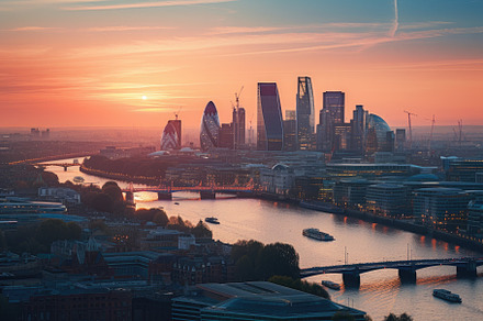 Aerial view of the city of London at, a Photo by Iftikhar Alam