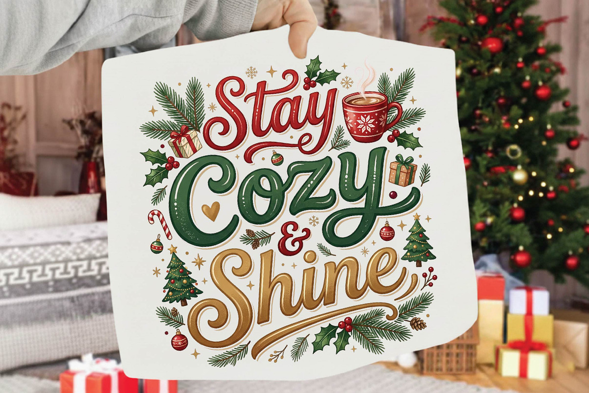 Stay Cozy & Shine Christmas PNG, a Seasonal Illustration by DreamPrint404 (Photo 2 of 6)
