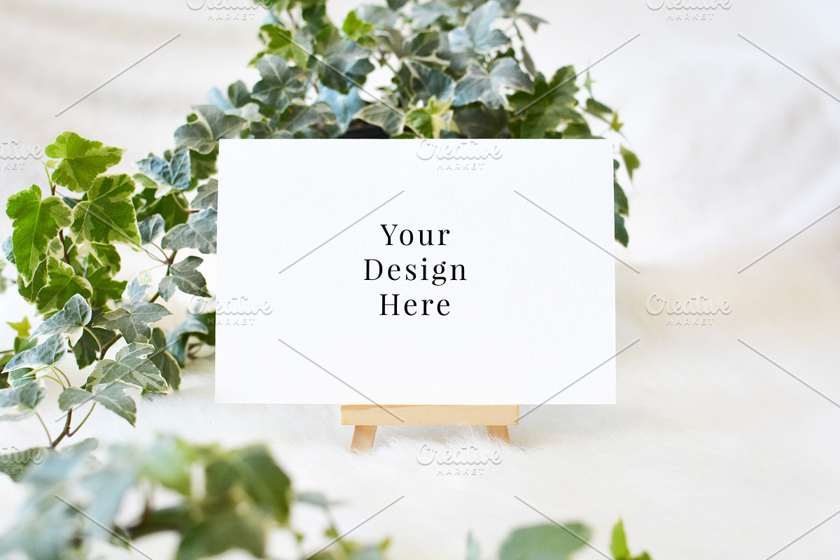 4x6 Ivy & Easel Styled Card Mockup, a Print Template by Barn Owl Studio