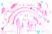 Watercolor Pink Unicorns, an Illustration by Corner Croft (Thumbnail 1 of 5)