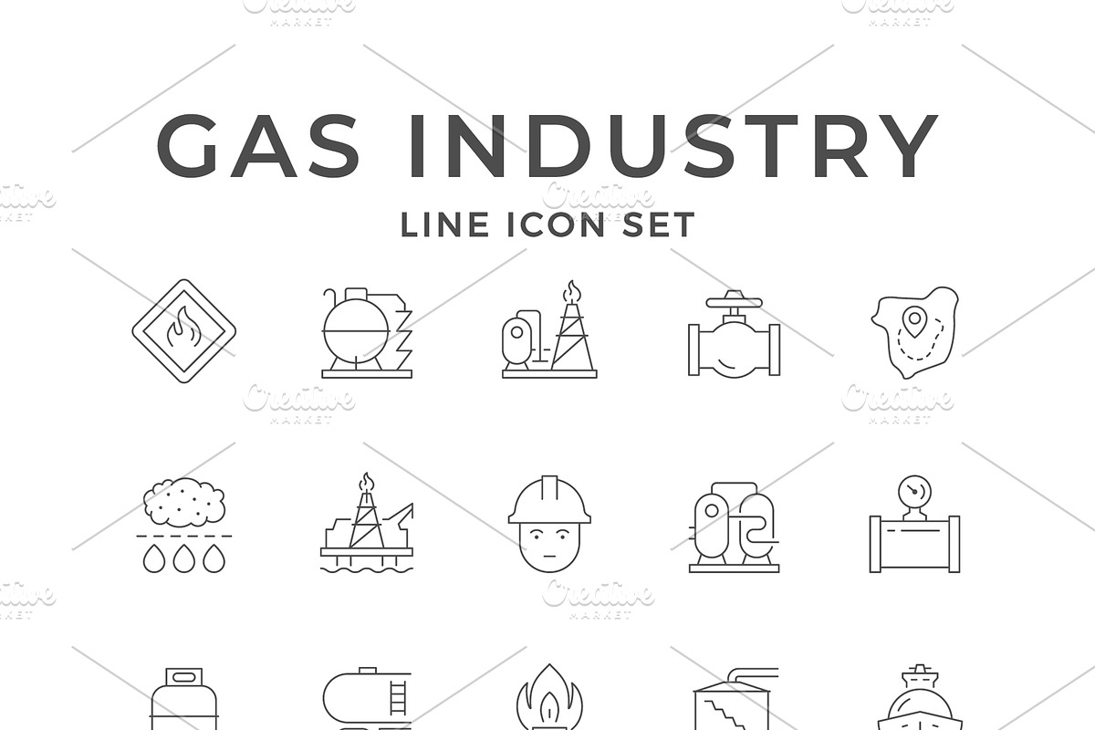 Set line icons of gas industry, an Outline Icon by motorama (Photo 1 of 2)
