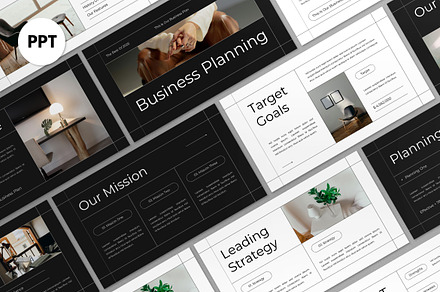 Black White Business Plan PPT, a Presentation Template by graphicook