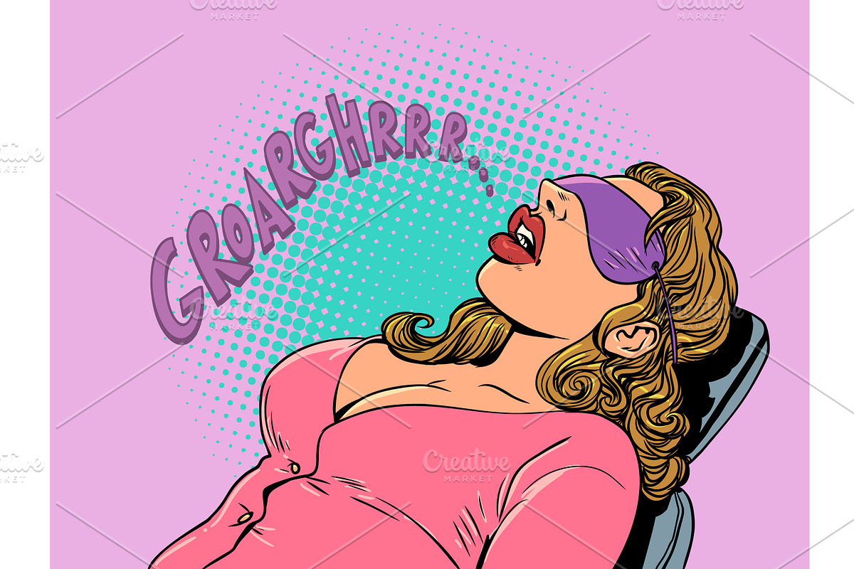 Pop Art Retro A woman sleeps loudly, a Person Illustration by studiostoks