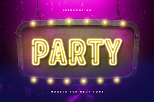 Party - Modern Fun Neon Font