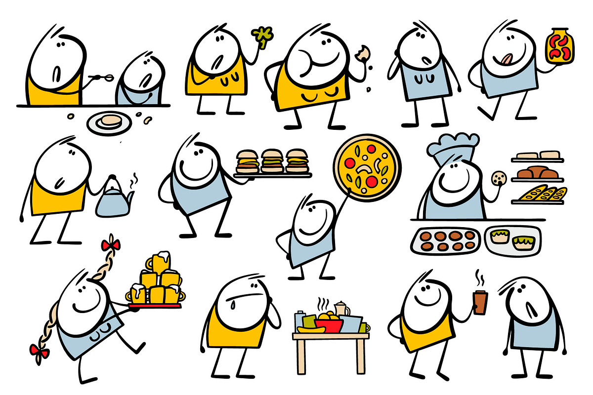 Cartoon food and drinks set 1., a Person Illustration by eka panova (Photo 5 of 6)