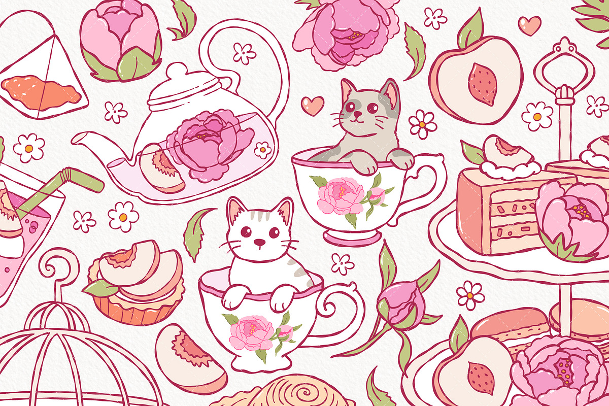 Peach Fruit Tea Clipart, Hand Drawn, a Food Illustration by TitaLivingArt (Photo 2 of 9)