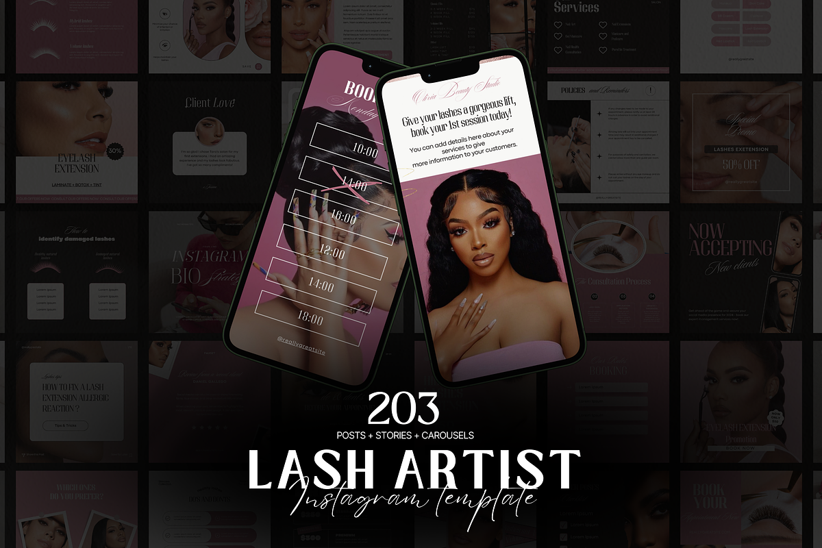 Lash Technician Instagram Template, a Social Media Template by My Template Studio (Photo 2 of 21)