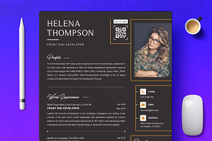 Black Dark Resume Template Word