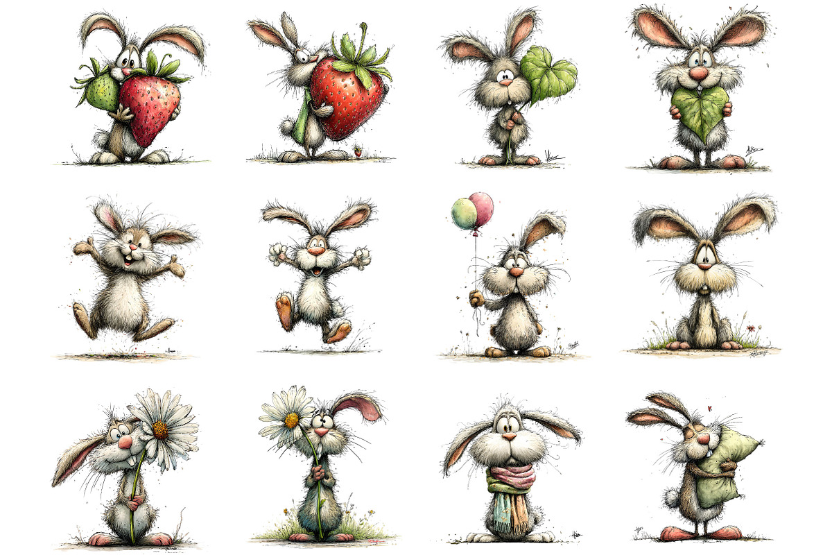 Whimsical Rabbit Clipart, an Illustration by Designking (Photo 3 of 5)