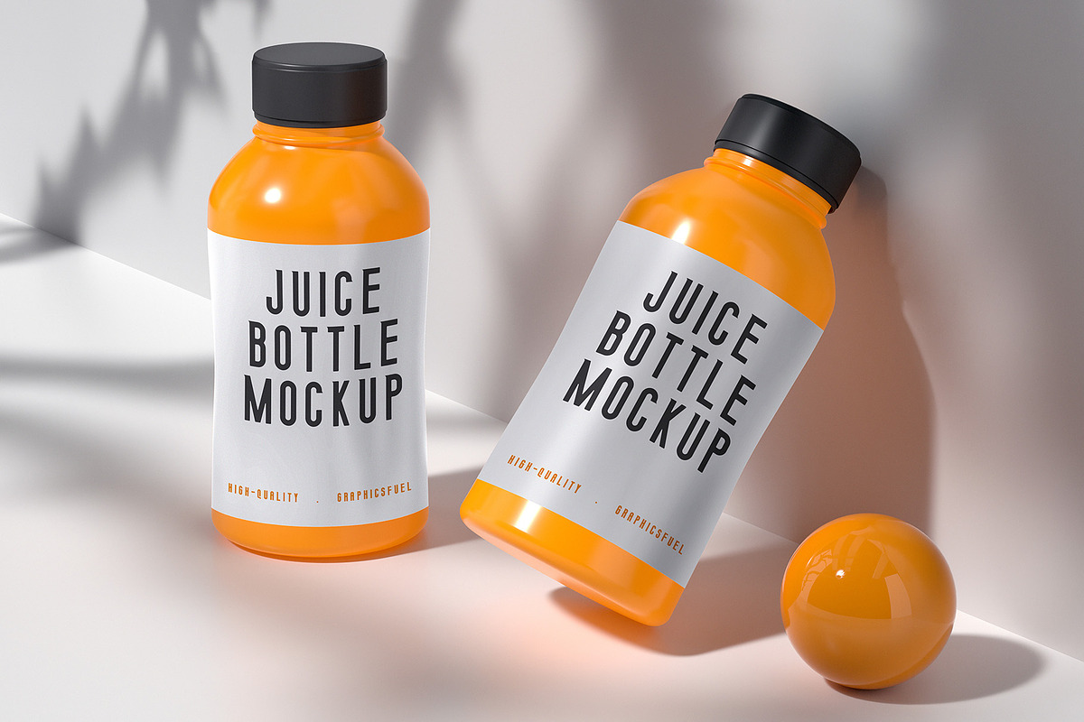 Juice Bottle Mockups, a Product Mockup by Graphicsfuel | Creative Market