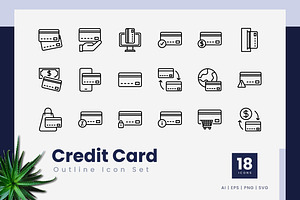 Credit Card Outline Icons, an Outline Icon by Zeer Graphic
