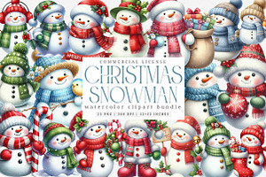 Christmas Snowman Clipart Bundle, an Illustration by SinaCreation
