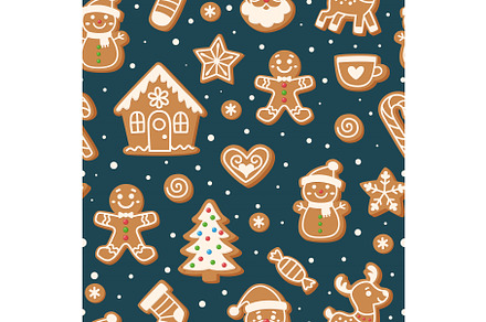 Gingerbread cookies seamless, an Object Illustration by Barsuk's Shop