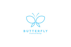 Blue Lines Butterfly Simple Logo