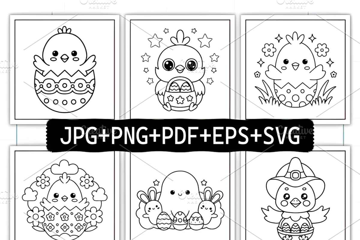 Spooky Easter Coloring Pages, a Seasonal Illustration by Ink Gallery (Photo 2 of 9)