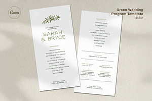 Green Floral Event Program Template, a Stationery Template by Paraná Studio