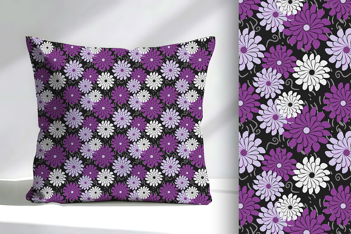 Purple Mums Seamless Pattern, a Pattern Graphic by Sharon Schwalbe (Photo 2 of 5)
