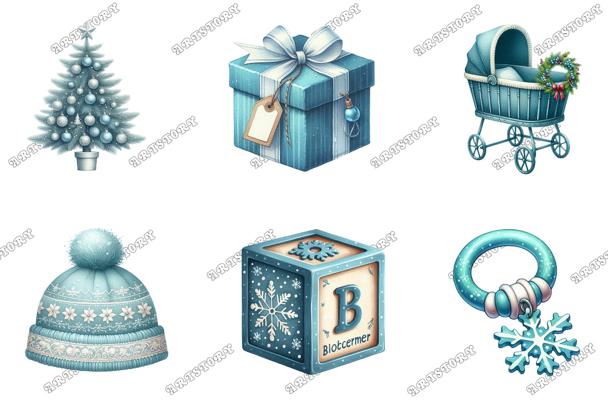 Baby’s 1st Blue Christmas Clipart, a Graphic by designcity5 (Photo 3 of 5)