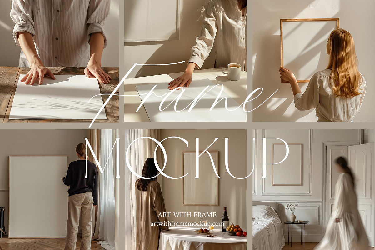 10 Frame Mockups with Person, an Advertising Mockup by ArtwithFrame (Photo 1 of 13)