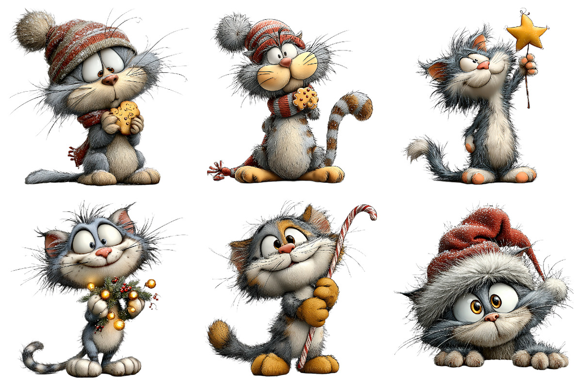 Whimsical Christmas Cats Clipart, a Graphic by CitraGraphics (Photo 2 of 4)
