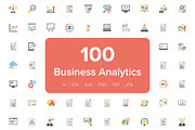 100 Business Analytics Flat Icons, a Duotone Icon by Creative Stall (Thumbnail 1 of 3)