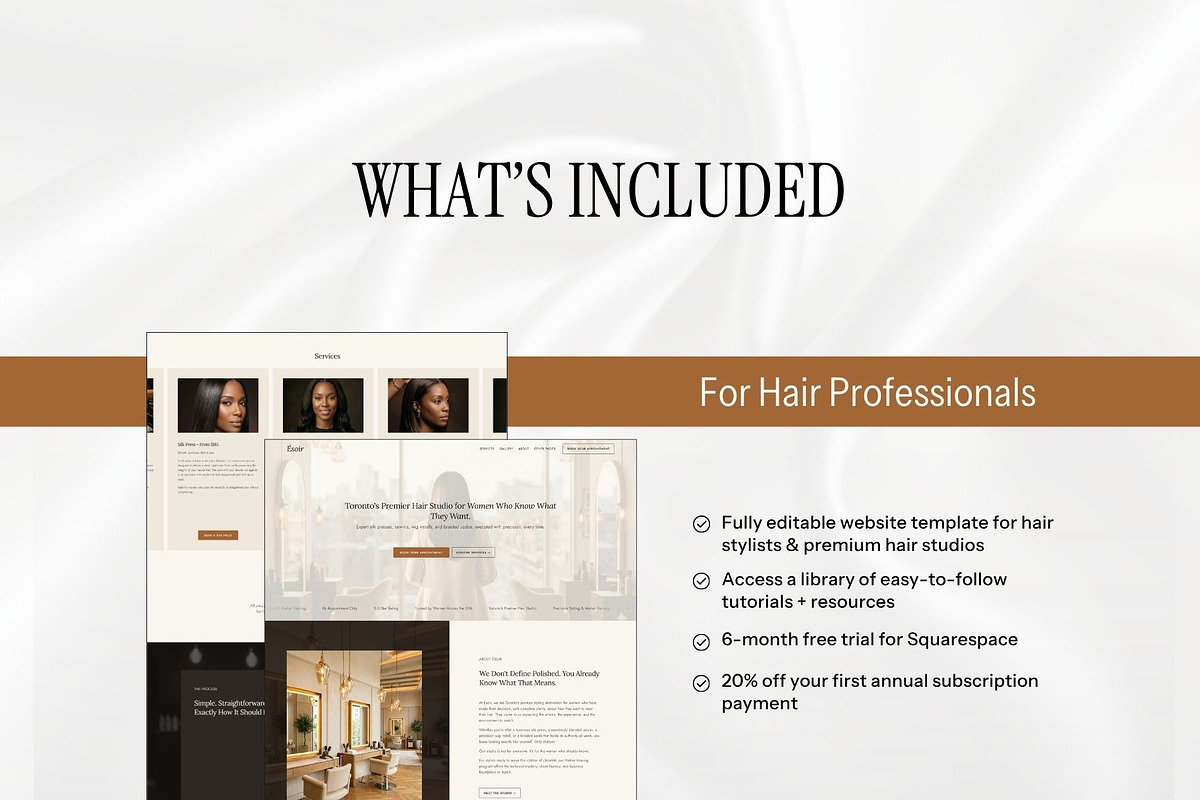 Hair Salon Website Template, a Squarespace Template by Pretty Boss Designs (Photo 2 of 6)
