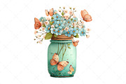 Watercolor Spring Mason Jar Clipart, an Illustration by Craft Nest (Thumbnail 11 of 12)
