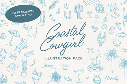 Coastal Cowgirl Hand Drawn Elements