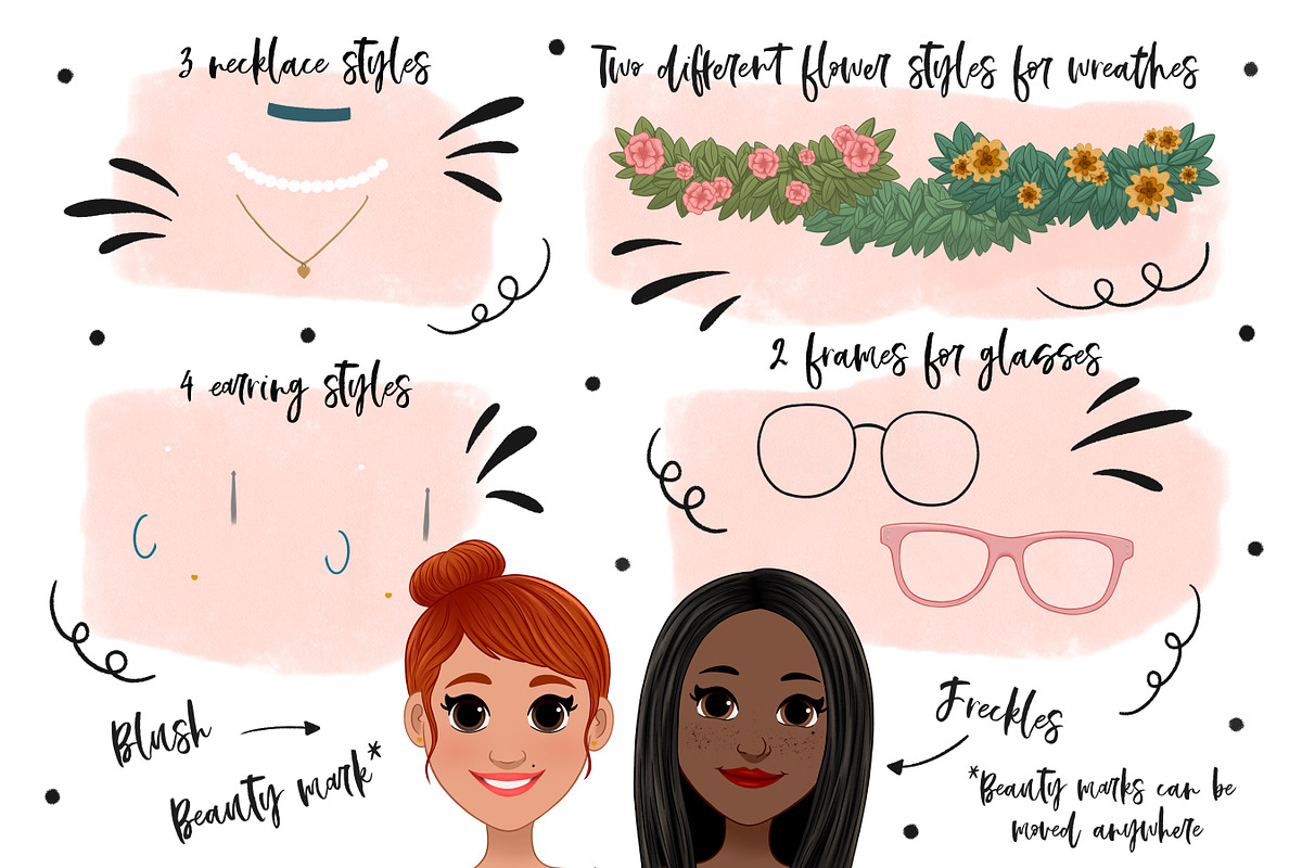 Women Cartoon Portrait Creator, an Illustration by Brushed Rose (Photo 3 of 7)