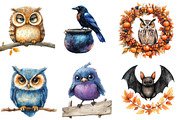 Watercolor Halloween Birds Clipart, an Illustration by Designworld (Thumbnail 5 of 6)
